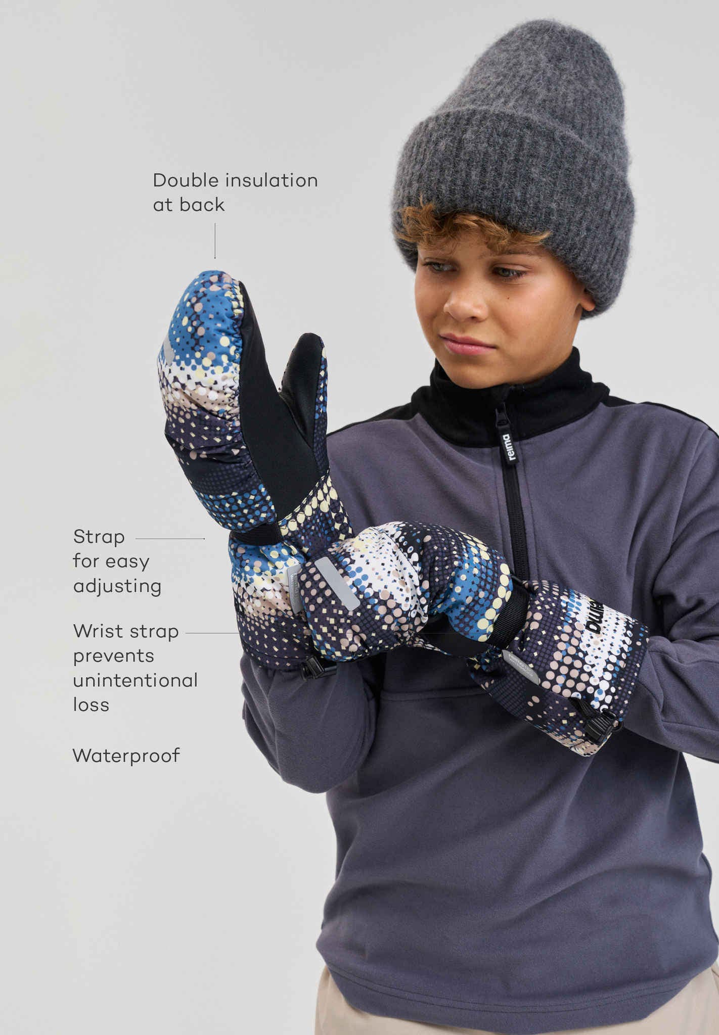 Kids' waterproof ski mittens Vanukko Winter